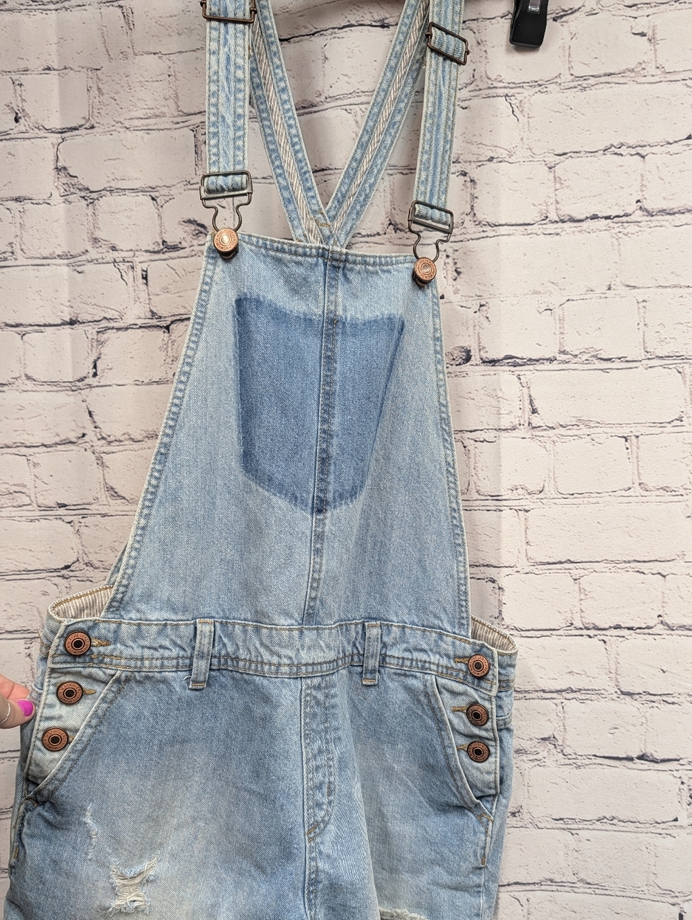 Light Wash Denim Overall Shorts